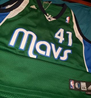 Dirk Nowitzki Adidas Mavs Mavericks Jersey Size Xxl Green