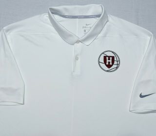 Nike Harvard Crimson Basketball Dri - Fit Polo Shirt White Team Issue Xxl 2xl