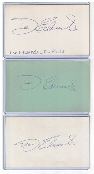 (3) Doc Edwards Index Card Signed 1962 - 70 Player & Manager Psa/dna Certified