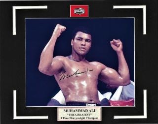 11x14 Blk.  & Red Mat With 8x10 Color Photo Of Muhammad Ali,  Live Ink Signed