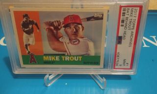2017 Topps Archives Mike Trout Bat Behind Head Psa 9 Baseballs Mvp Rare 