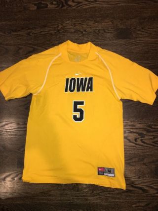 University Of Iowa Hawkeyes Game Worn Soccer Jersey Gold 5 Nike M
