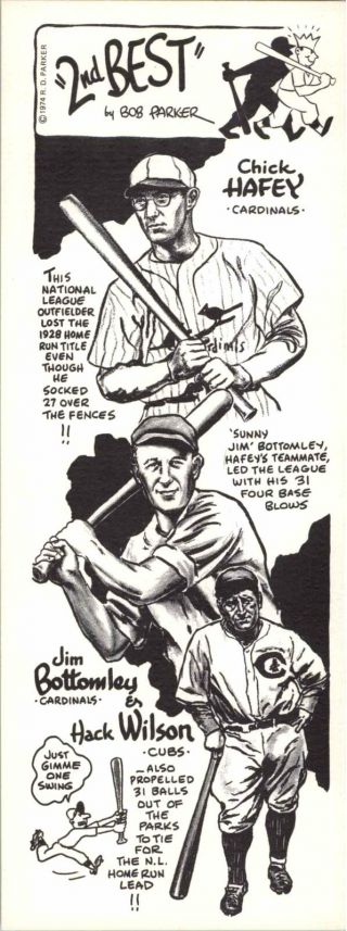 1974 Bob Parker 2nd Best - Chick Hafey,  Jim Bottomley & Hack Wilson - Cardinals