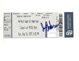 Signed Ian Anderson Perfect Game All - American Classic Auto Ticket Stub Braves
