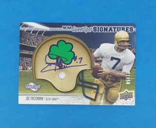 2010 Joe Theismann Ncaa Sweet Spot Signatures Auto Helmet/card 21/50 Notre Dame