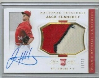 2018 Panini National Treasures Jack Flaherty Auto 3 Color Patch Rc 11/49