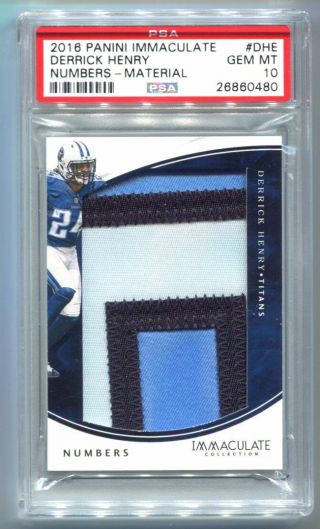 2016 Panini Immaculate Derrick Henry Numbers Patch Rc 29/50 Psa 10