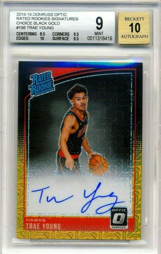 Bgs 9 2018 - 19 Optic Choice Black Gold Rated Rookie Prizm Trae Young Auto Rc 1/8