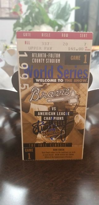 1995 World Series Ticket Game 1 Braves Indians Signed By Steve Avery