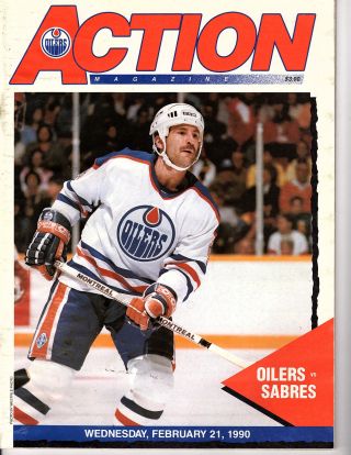 Edmonton Oilers Hockey Action Official Program Feb 90 Glenn Anderson