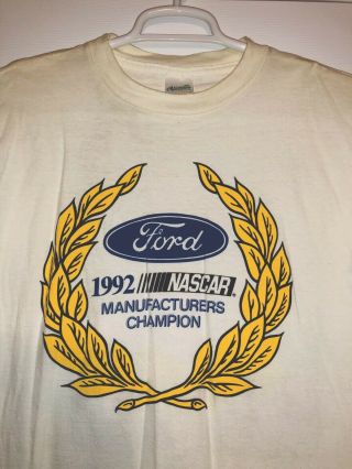 Vintage 1992 Nascar Team Ford Mfg Champion Racing T - Shirt Wood Bros Roush Davis
