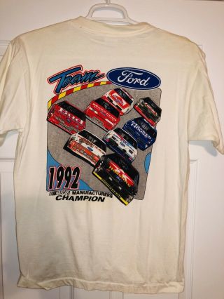 Vintage 1992 Nascar Team Ford MFG Champion Racing T - Shirt Wood Bros Roush Davis 3