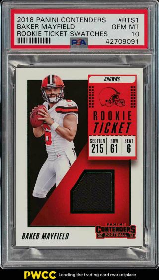 2018 Panini Contenders Ticket Baker Mayfield Rookie Rc Patch Psa 10 Gem (pwcc)