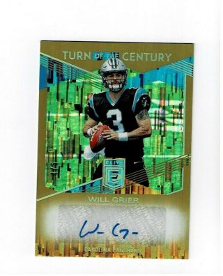 2019 Panini Elite Will Grier Turn Of Century Rc Auto Gold Ed 4/5.  Panthers