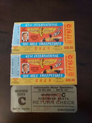 1977 Johnny Rutherford,  Indianapolis Motor Speedway 500 Race Ticket Stubs