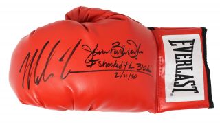 Mike Tyson & Buster Douglas Signed Everlast Red Boxing Glove W/i Shocked.  - Ss