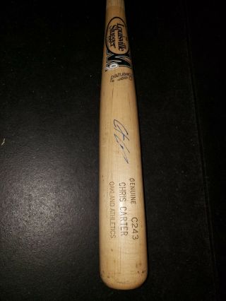 Chris Carter Game Autographed Bat Oakland Athletics