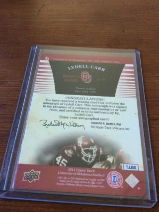 2011 Upper Deck OU Football Autograph for Lydell Carr 45 3