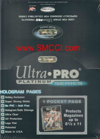 Box Of 100 Ultra Pro Platinum 1 One Pocket Pages For 8 1/2 X 11 Magazines Photos