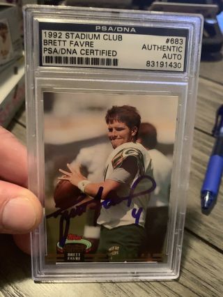 Brett Favre 1992 Stadium Club 683 Autograph Psa/dna Auto Signed Card Packers