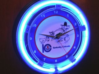Kentucky Colonels Aba Throwback Basketball Man Cave Blue Neon Wall Clock Sign