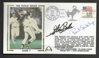 Bret Saberhagen & Steve Balboni 1985 World Series Signed Gateway Stamp Envelope