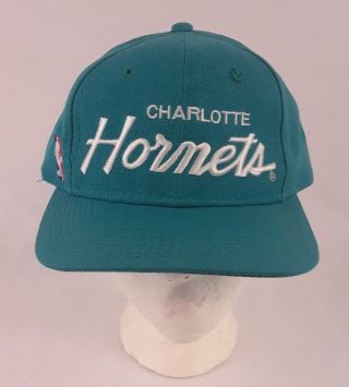 Vintage Sports Specialties Charlotte Hornets Single Line Script Snapback Nba