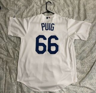 Los Angeles Dodgers Authentic Coolbase Home Jersey Yasiel Puig Size Medium