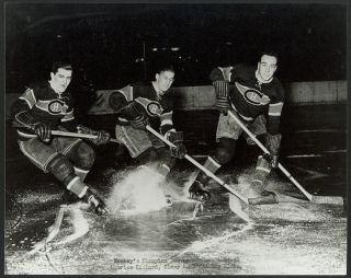 Maurice Richard/elmer Lach/toe Blake Hof Canadiens 8x10 B/w Action Photo