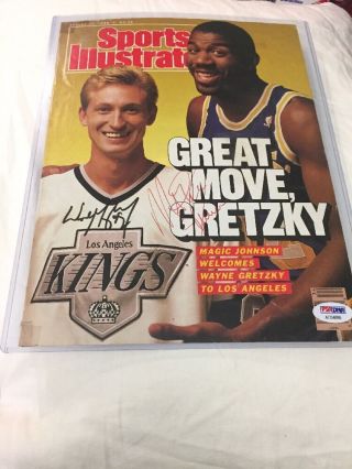Wayne Gretzky & Magic Johnson Authentic Signed 1988 Sports Illustrated Psa/dna
