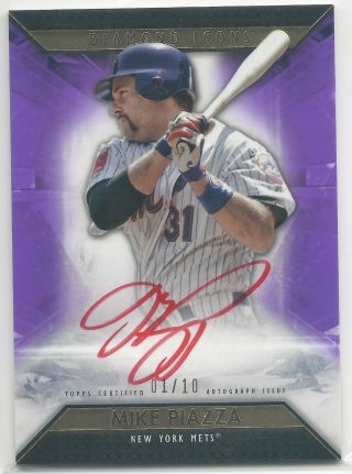 2019 Topps Diamond Icons Mike Piazza Short Print Red Ink Autograph Auto D 01/10