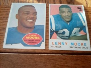 (2) 1959 & 1960 Topps Football Lenny Moore Hof Colts Nm & Ex