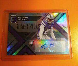 Autographed 2018 Elite D.  J.  Reed Kansas State Wildcats Rookie Card 250 Awesome