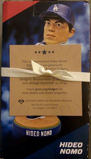 Hideo Nomo Bobblehead La Dodgers Sga 2013 W/notecard & Ribbon Nib