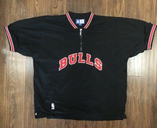 Chicago Bulls Vintage Starter Authentics Short Sleeve Quarter Zip Pullover Xl