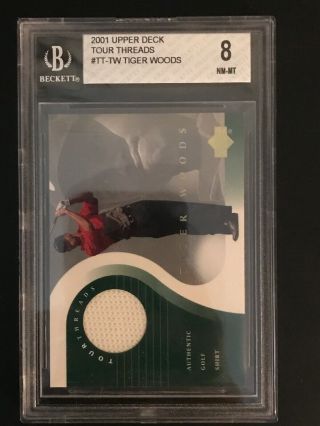 2001 Tiger Woods Ud Sp Authentic Tour Threads Rc Beckett Graded Shirt Bgs