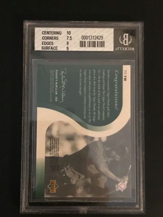 2001 Tiger Woods UD SP AUTHENTIC TOUR THREADS RC Beckett Graded Shirt BGS 3