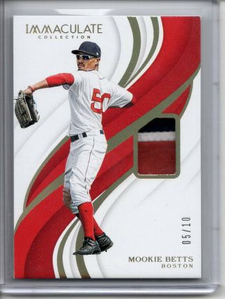 Mookie Betts Jersey Logo Patch /10 2019 Panini Immaculate Holo Gold Sp Red Sox 