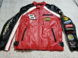 Dale Earnhardt Jr.  8 Mens Leather Jacket Chase Large Patches Sewn Budweiser Bud