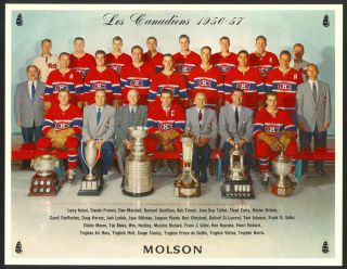 1956 - 57 Molson Montreal Canadiens 8x10 Team Photo - Rare -