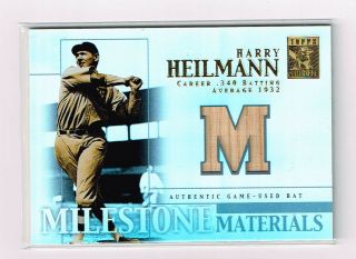 2002 Topps Tribute Milestone Materials Harry Heilmann Game Bat Hall Of Fame