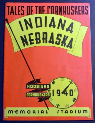 October 12 1940 Nebraska Cornhuskers Indiana Hoosiers Football Program Ex