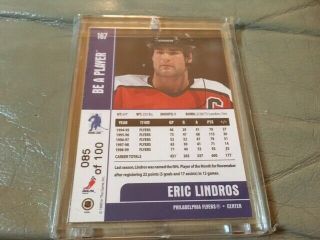 Rare Eric Lindros insert card 1999 Be A Player Memorabilia Gold 85/100 2