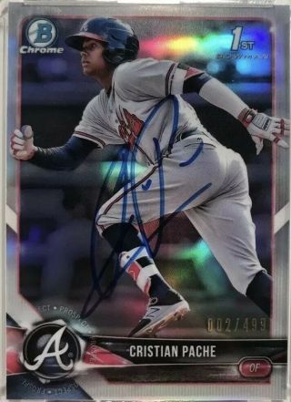 Christian Pache Signed 2018 Bowman Chrome Refractor /499 Auto Hot Invest Braves