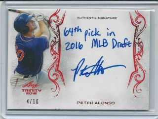 2018 Leaf Trinity Peter Alonso Red Signature Inscription Card (4/10)