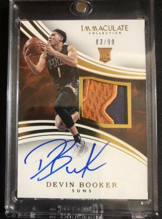 2015 - 16 Panini Immaculate Rookie Rc Patch Auto Rpa Devin Booker /99