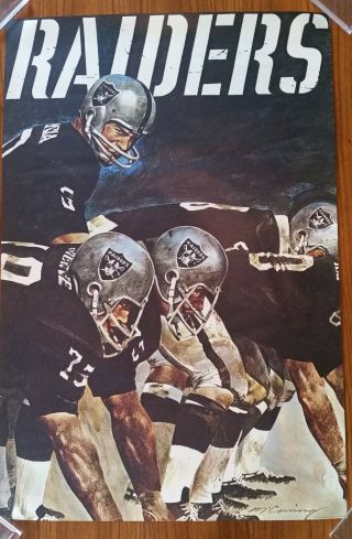 Oakland Raiders Vintage 1971 24x36 Poster With Lamonica & Otto