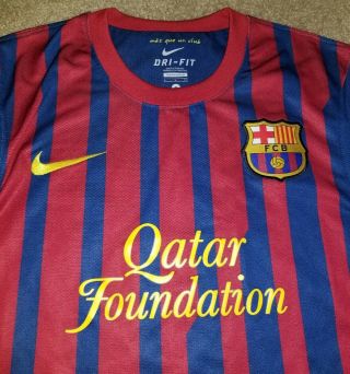 Lionel Messi Nike Dri - Fit Barcelona Soccer Jersey Men Small Qatar Foundation 10 3