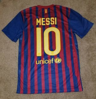 Lionel Messi Nike Dri - Fit Barcelona Soccer Jersey Men Small Qatar Foundation 10 5