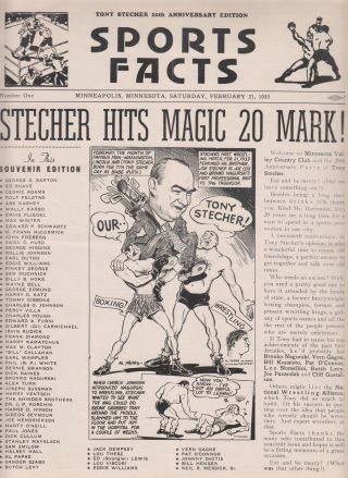 1953 Minneapolis Souvenir Wrestling Program - Tony Stetcher 20th Anniversary
